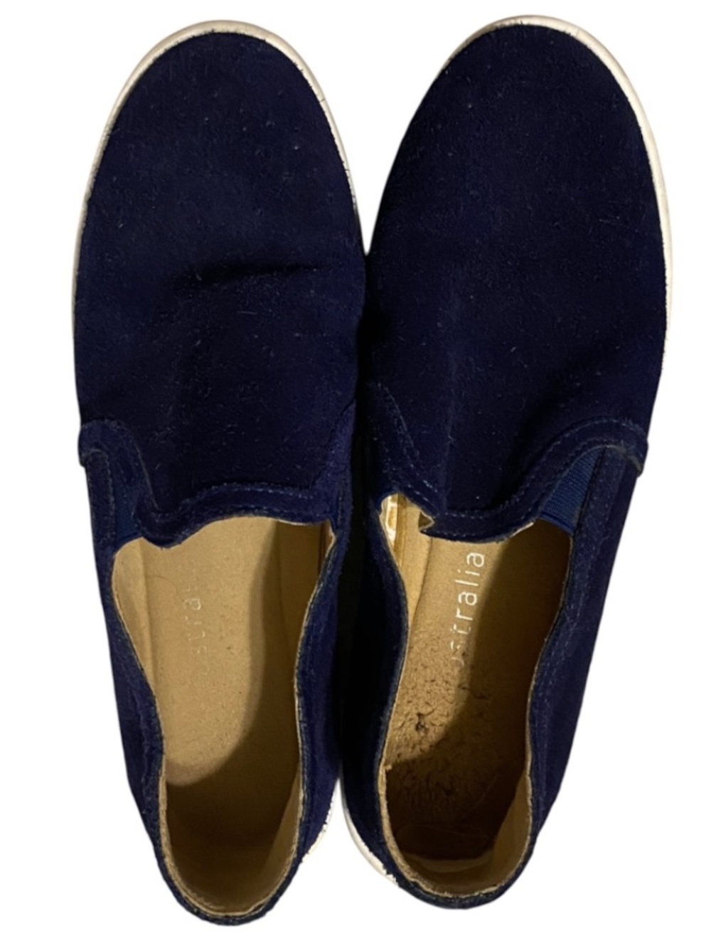 Emu Australia Blue Suede perforated slip on sneaker. Sz 7